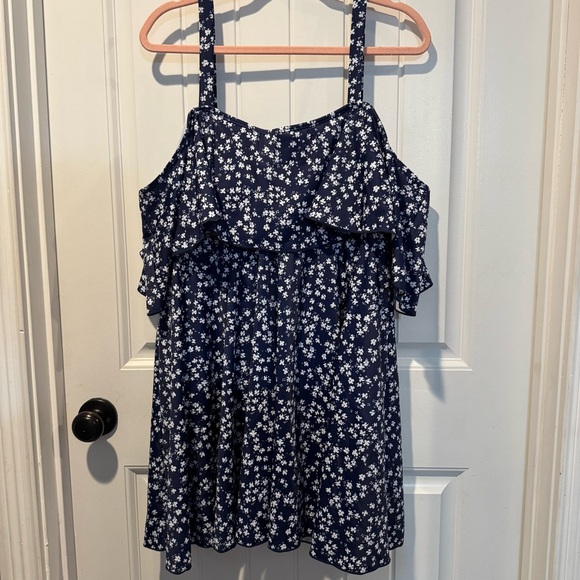 Bloomchic Floral Navy Blue Women's Cold Shoulder Swimsuit Size 18-20 - Picture 2 of 8